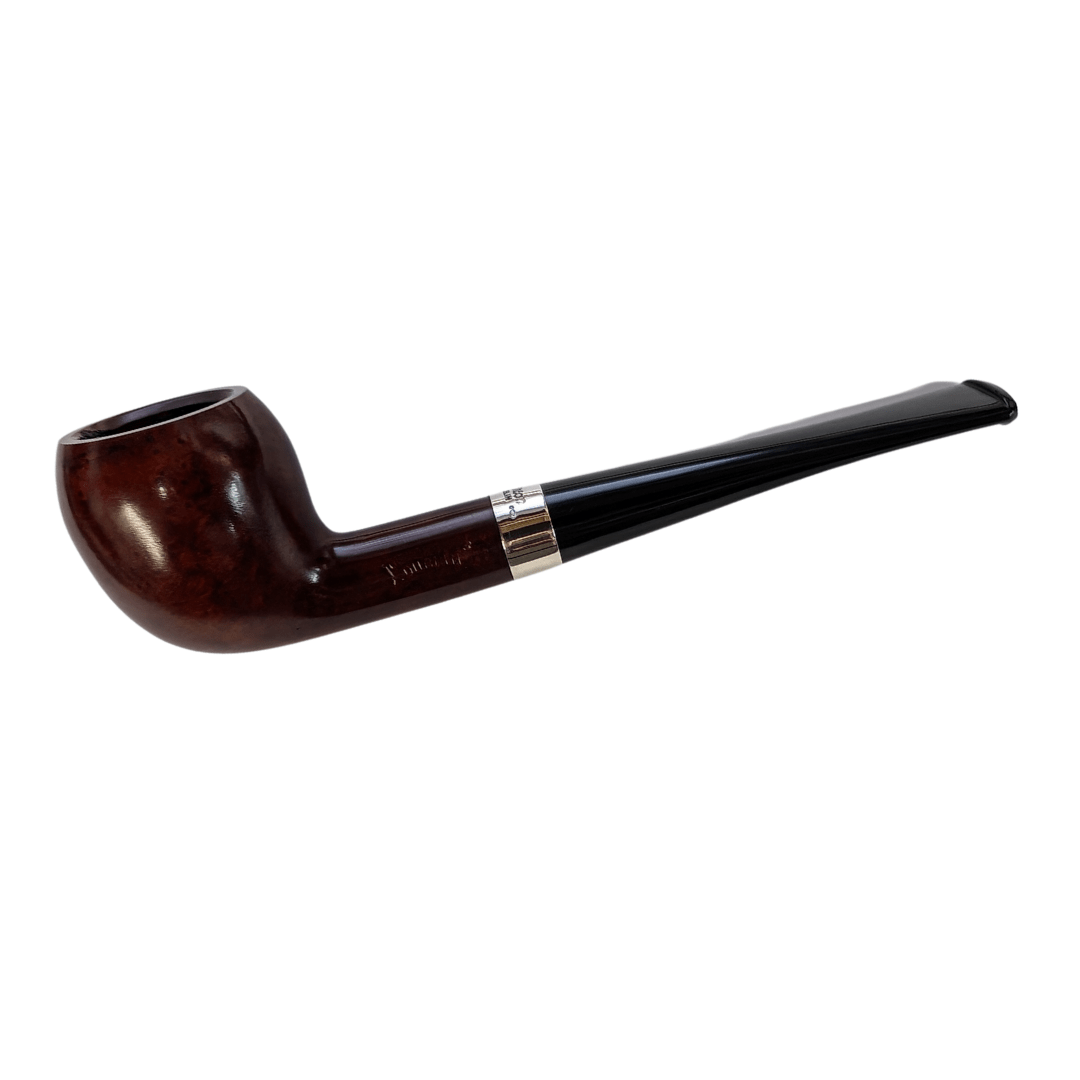 Peterson Junior Terracotta Silver Mounted Pear Fishtail Pipe - Ref 34
