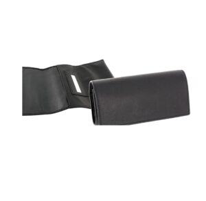 Large Black Calf Skin Roll Up pouch with Paper Holder - PO38