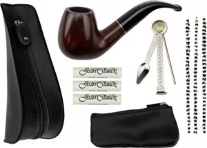 Pipe set with black leatherette pouch